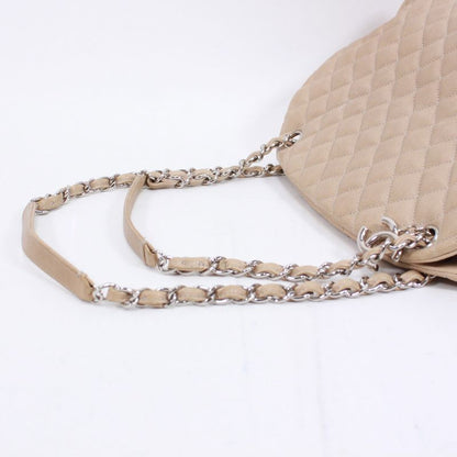 Chanel Matelasse Beau Ring Bag Caviar Skin Beige Shoulder Bag Silver