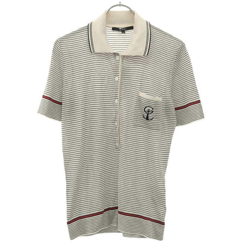 Gucci Marine Striped Knit Polo Shirt White M