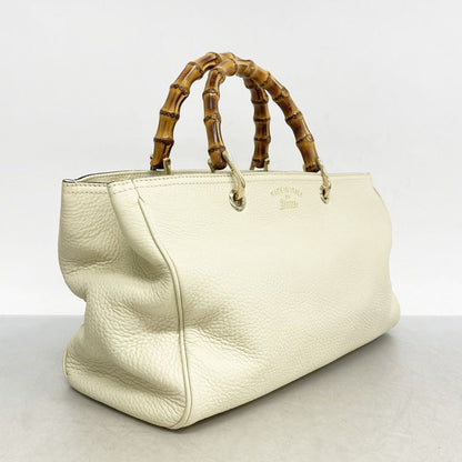 Gucci Handbag Bamboo 323660 Leather Ivory Chien Pan Gold Hardware Women