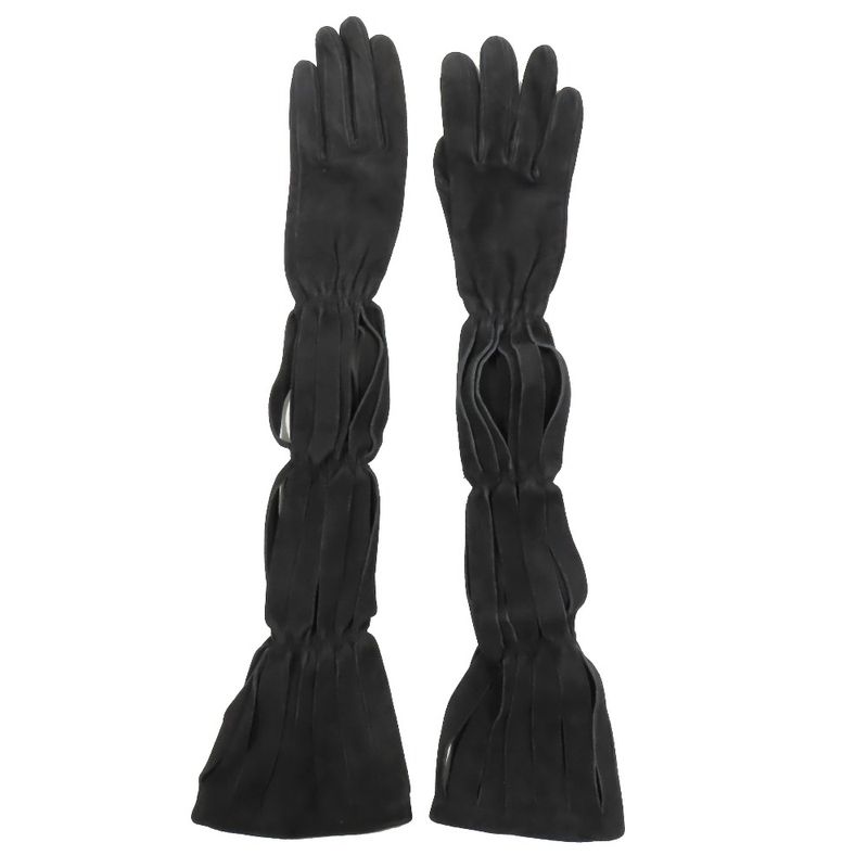 Loewe Suede Leather Long Gloves Arm Cabas - Slit Black 7 Women's Used