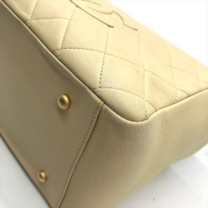 Chanel CC Logo Quilted Chain Tote Hand Ivory