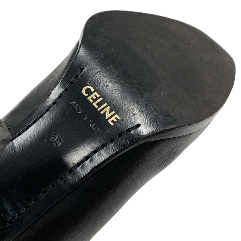 Celine Boots Short Boots Shoes Leather Black Gold Triomphe