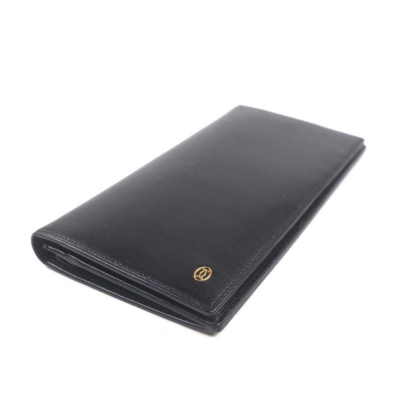 Cartier Must Line Leather Logo Hardware Long Wallet Bifold Long Wallet Black