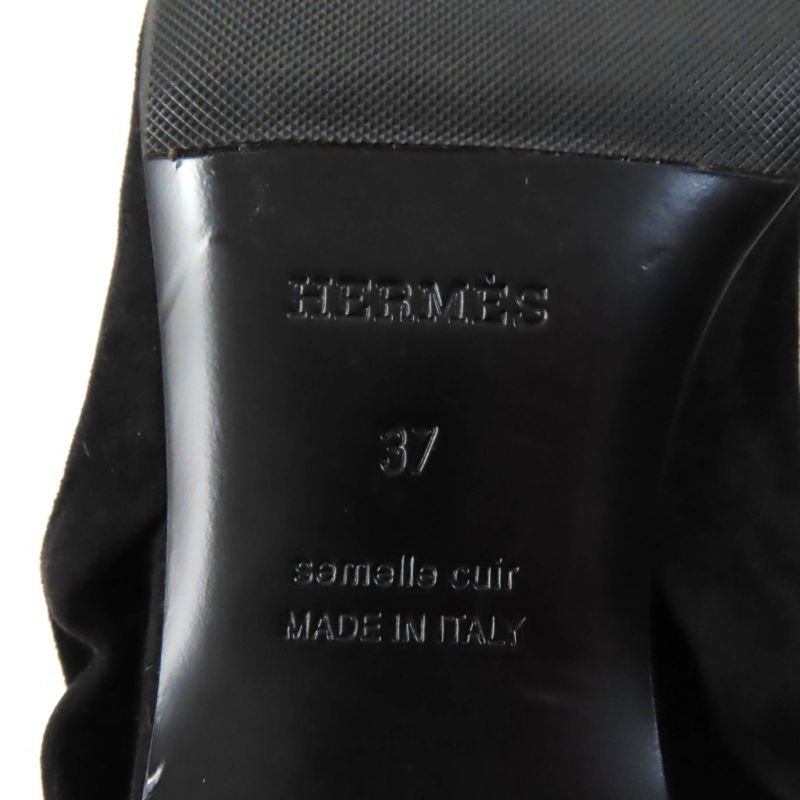 Hermes 2022 Suede Leather Pointed Toe Pumps With Back Bow Black 37 Storage With