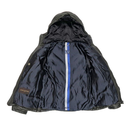 Louis Vuitton Down Jacket 50 Khaki Sheep Leather Double Zipper Outerwear