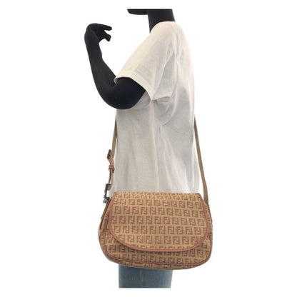 Fendi Zucchino Beige Pink Silver Hardware Canvas/leather Shoulder Bag Pochette