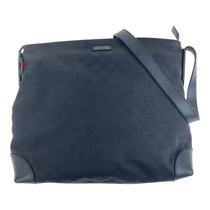 Gucci Sherry Line Black GG Canvas/leather 308930 Crossbody Shoulder Bag Unisex