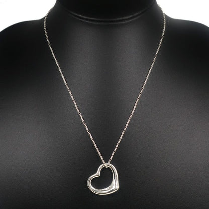 Tiffany & Co Open Heart Medium Elsa Peretti 925 Silver Ladies 9.8g Necklace