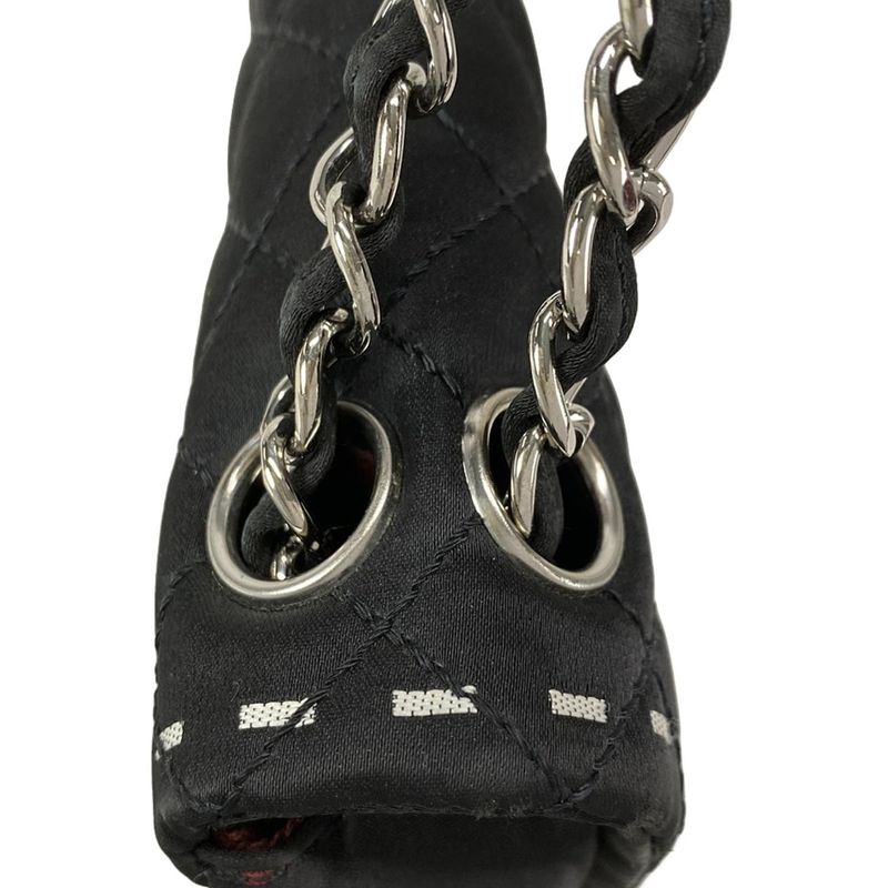 Chanel Shoulder Bag Matelasse Black And White Flap Bag / Silver Hardware /