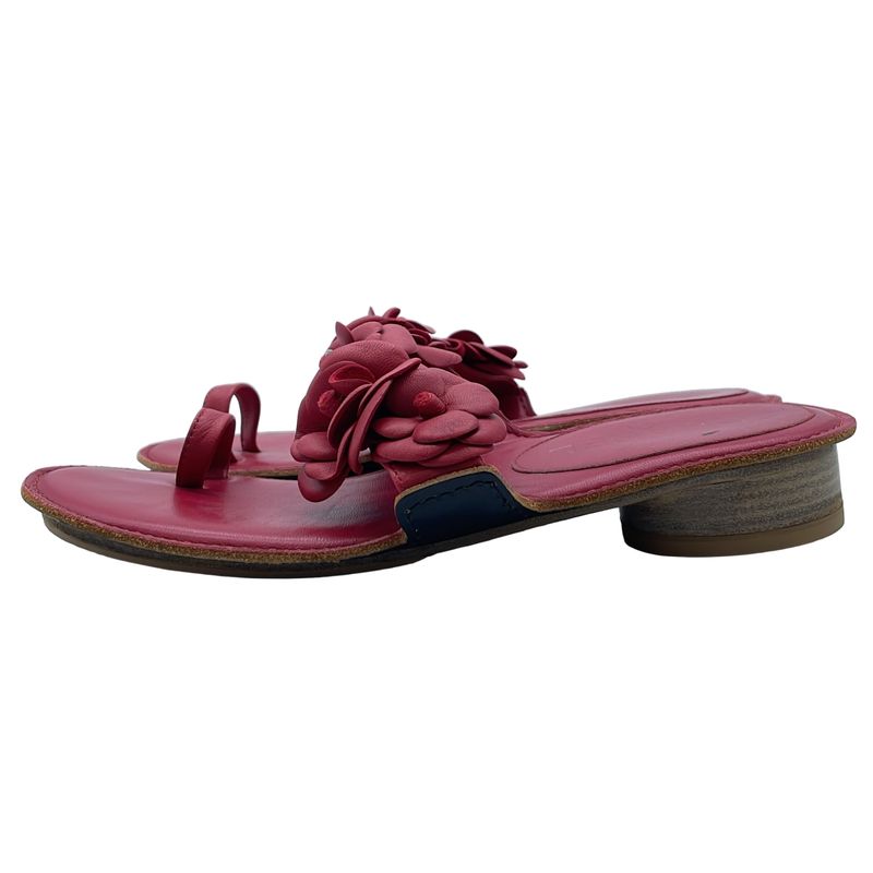 Chanel Camellia Design Sandals Red 37