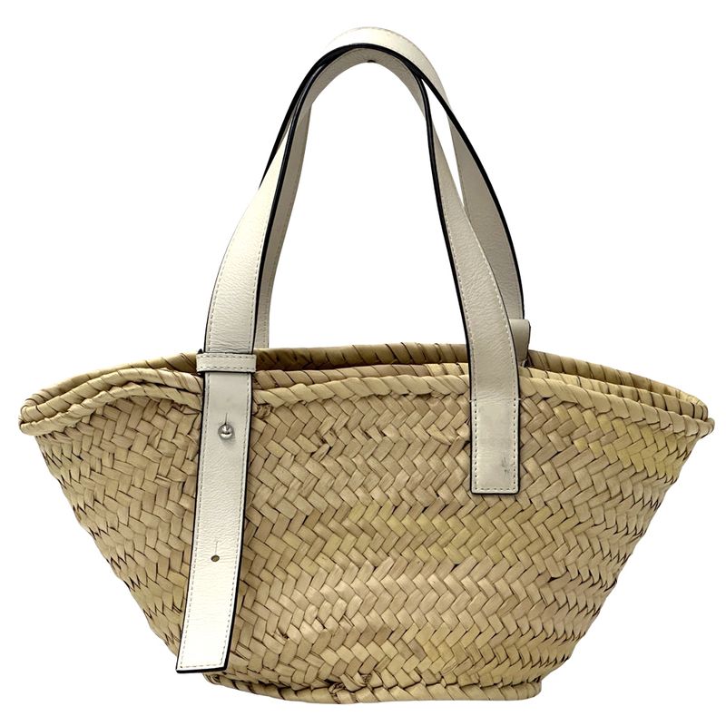 Loewe Bag Women's Brand Anagram Tote Leather Palm Leaf Basket Bag Small White