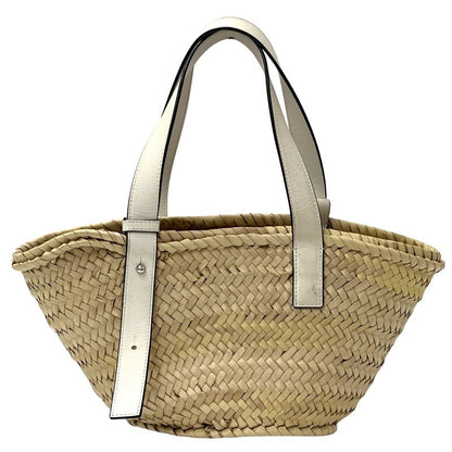 Loewe Bag Women's Brand Anagram Tote Leather Palm Leaf Basket Bag Small White