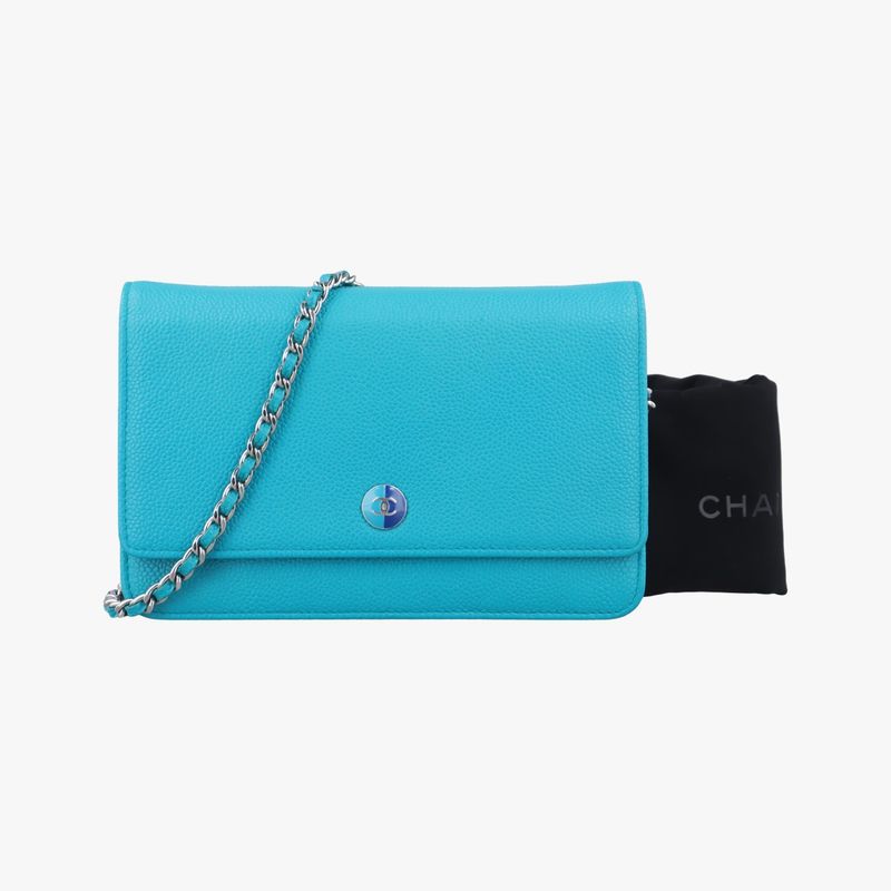 Chanel Caviar Wallet Chain Blue Leather A68872 17898763