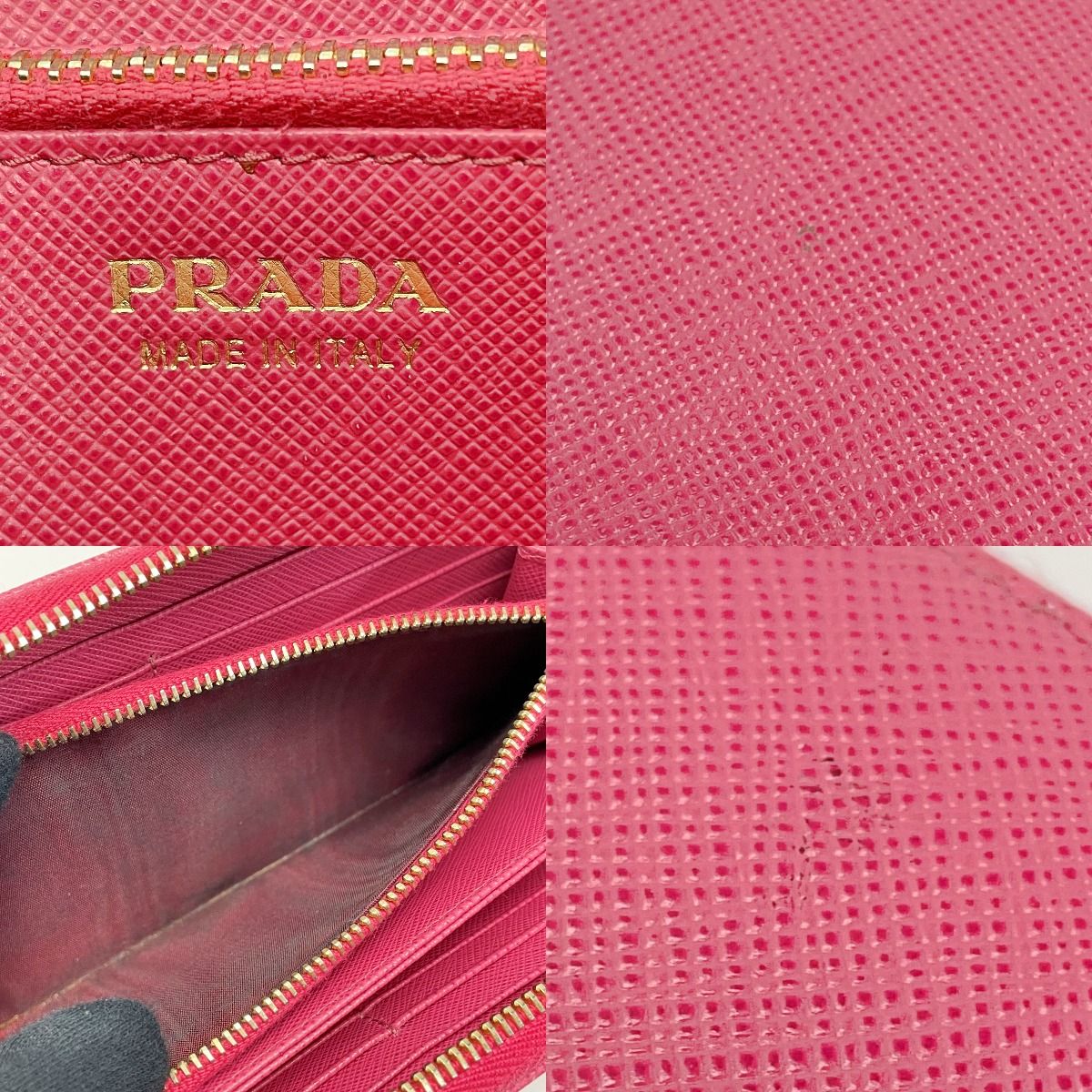 Prada Portafoglio Lampo Gold Zipper 1ml506 Pink Wallet Ladies