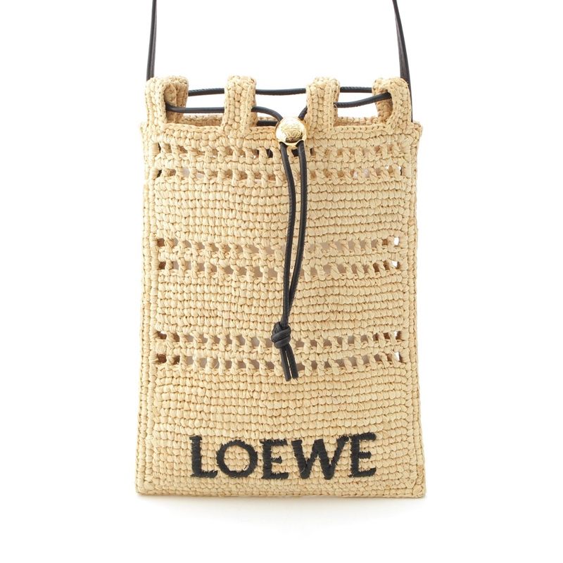 Loewe Raffia Drawstring Ring Pocket Shoulder Bag C756phpx01 Natural