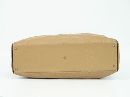 Authentic Chanel Logo Matelasse Boston Bag Handbag Caviar Skin Leather Pink