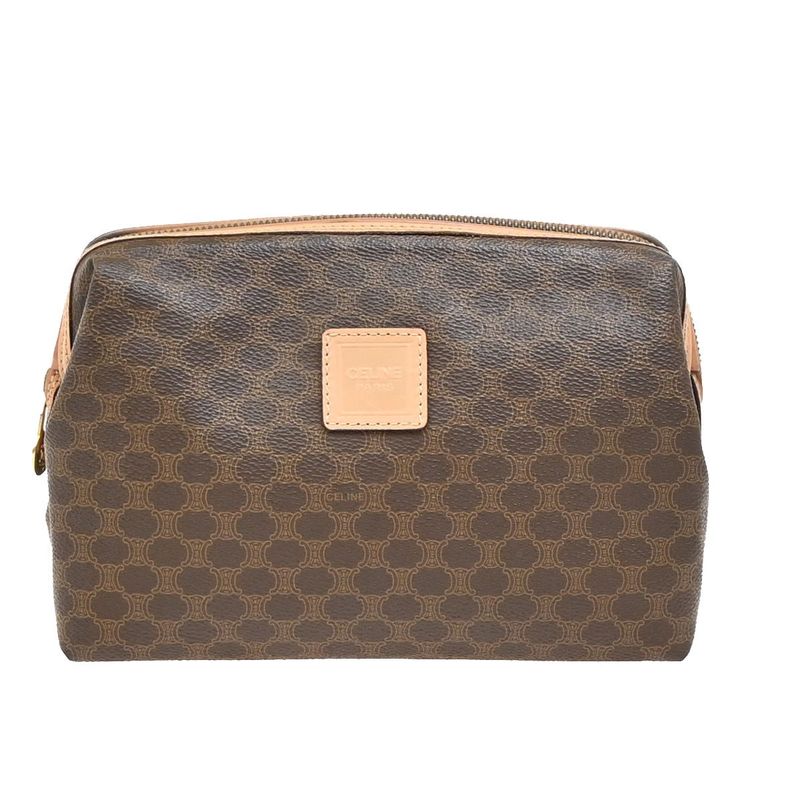 Celine Pouch Macadam PVC Leather Brown 04ka884