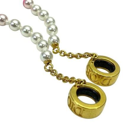 Christian DIOR Airpods Holder Necklace Airpods Holder Chain Logo Faux Pearl GP