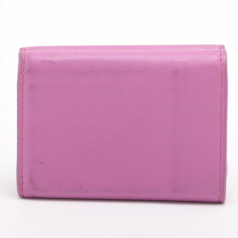 Balenciaga Logo Leather Mini Wallet Compact Wallet Cat 558208 Purple Made In