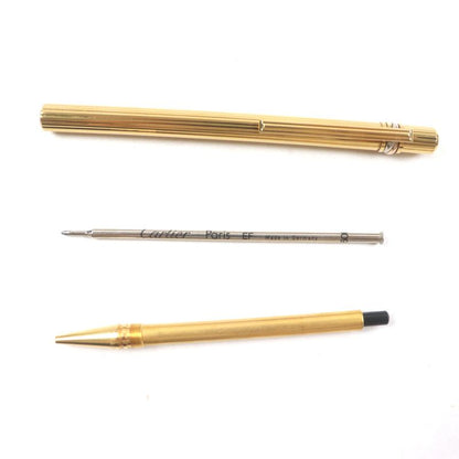  Cartier Trinity Striped Logo Engraved Twist Ballpoint Pen Gold