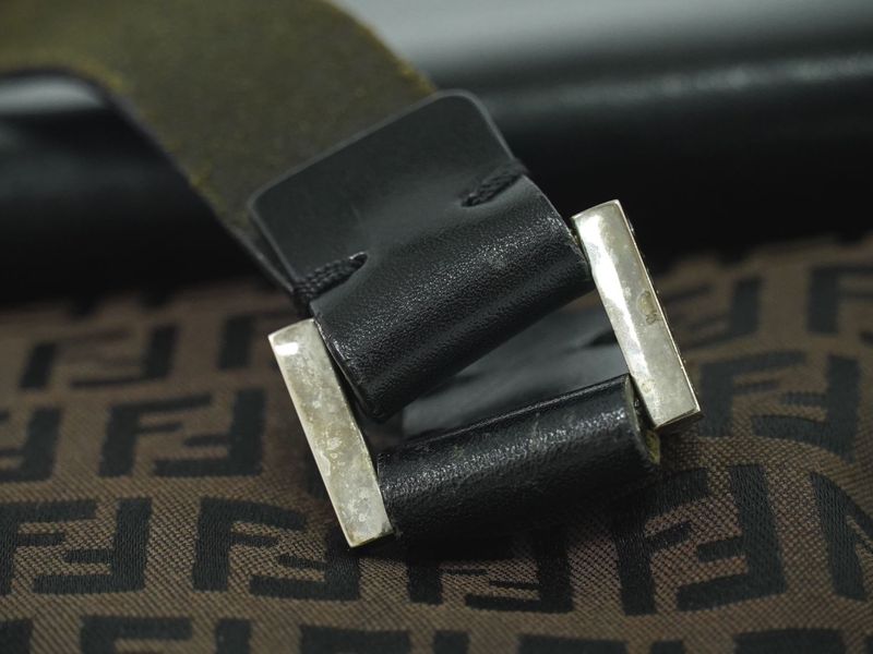 Authentic Fendi Zucchino Handbag Canvas Brown 16533 Zucchino Bag Pre-owned