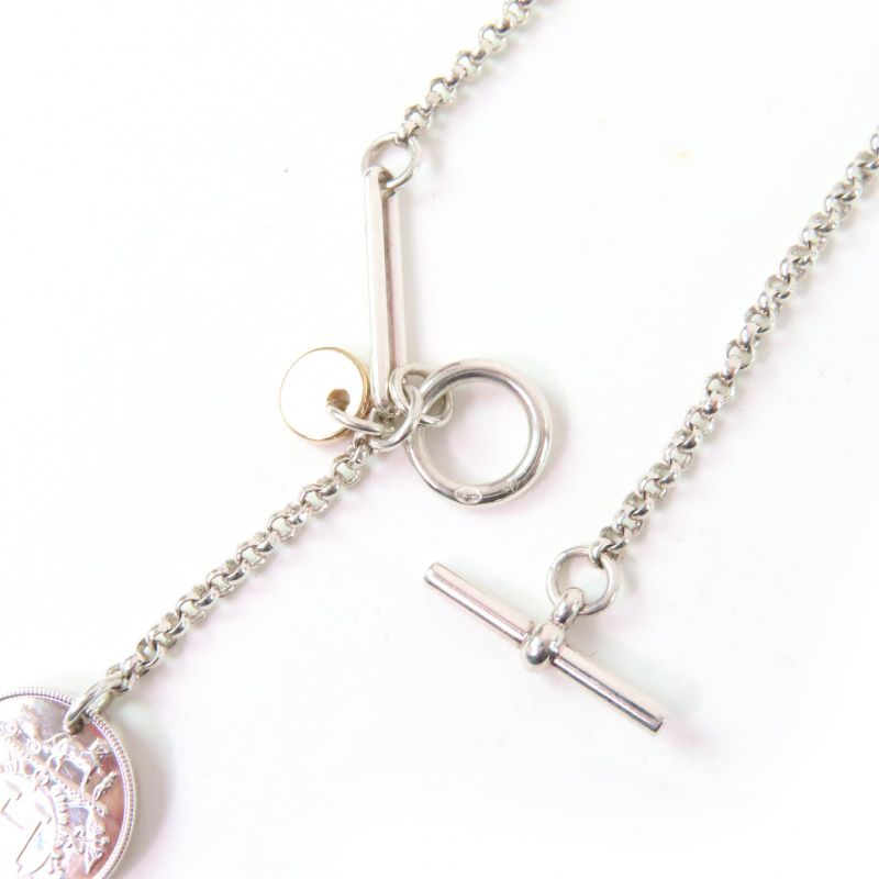 Hermes Exlibris PM Necklace Ag925 Au750 Pendant Silver Gold Made In France