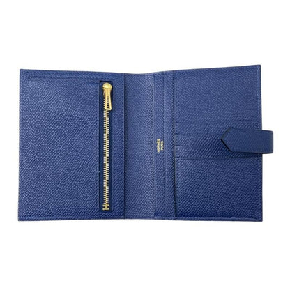 Hermes Bifold Wallet Bearn Compact H039790cc7u W Engraved Epson Navy Gold