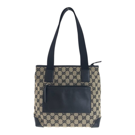 Gucci GG Canvas Beige Black Brown GG Canvas/leather 019 0402 Tote Bag Shoulder