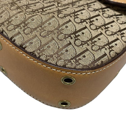 Dior/christian Dior Handbag Street Chic Dark Brown And Beige Leather