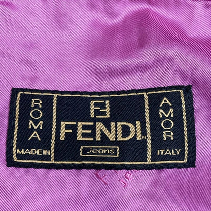 Fendi Jeans Jacket Size IT 42 Women - 595543 Blue And Pink Denim Collarless
