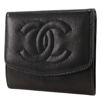 Chanel Coco Mark Vintage Lambskin Black Ladies Coin Case