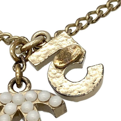 Chanel No5 Coco Mark Necklace Metal Gold Faux Pearl Ladies