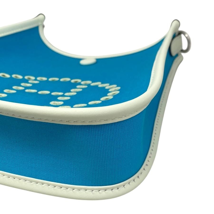 Hermes One Shoulder Bag Neo Evelyn TPM W Engraved Toile Officier Swift Blue