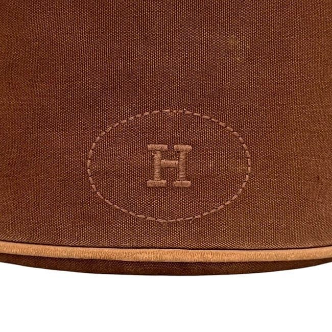 Hermes Drawstring Backpack Porochon Mimir PM Brown Excellent Condition Cotton