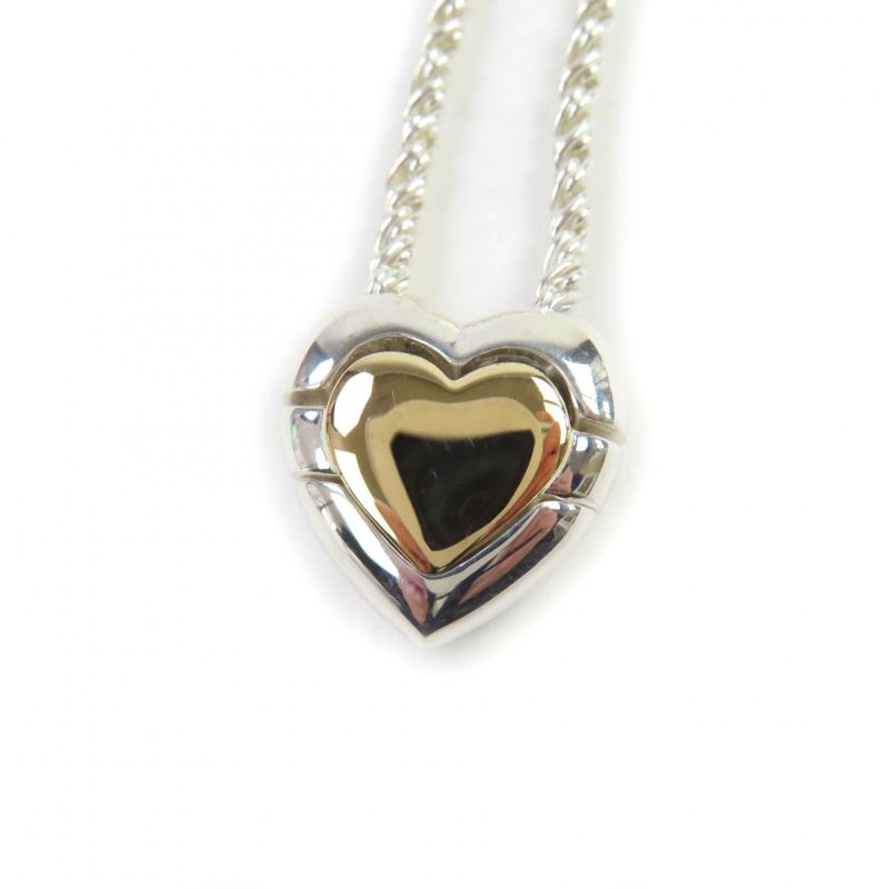 Tiffany & Co 925 750 Heart Puzzle Necklace Pendant Silver Gold