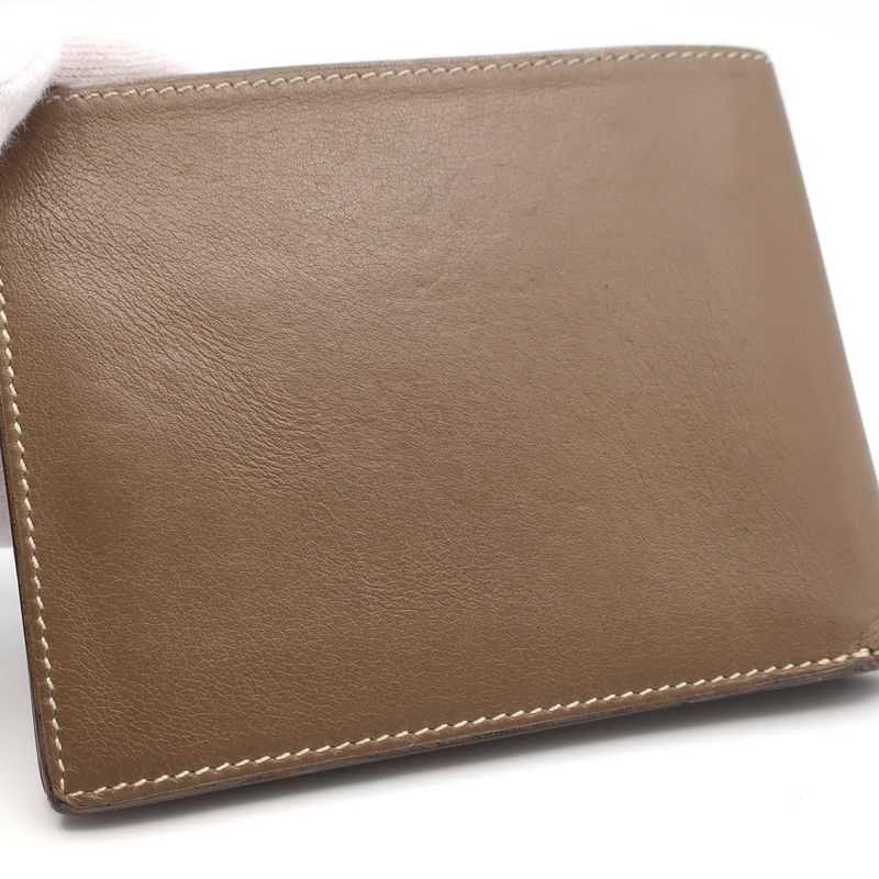 Hermes Wallet Citizen Twill Brown Beige Leather Bifold Women's R