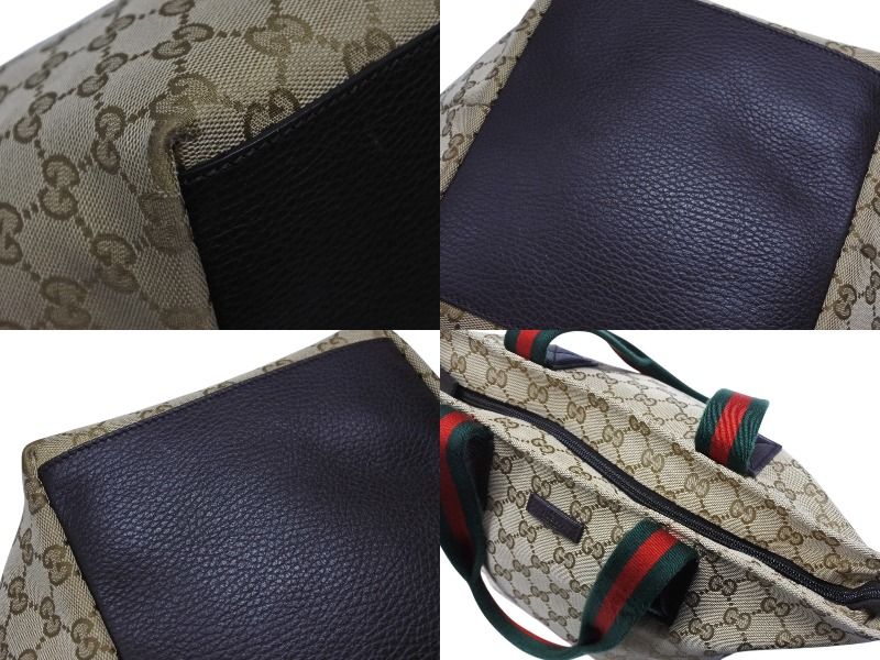 Gucci Handbag Sherry Line Beige Red Green GG Canvas Leather — view 6