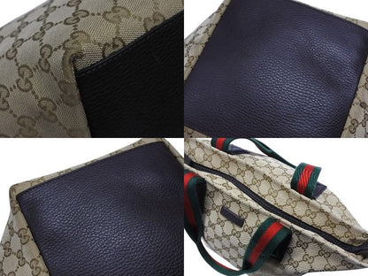 Gucci Handbag Sherry Line Beige Red Green GG Canvas Leather — view 6
