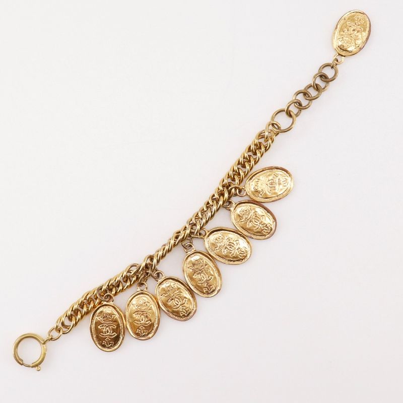 Chanel Medallion Charm Coco Mark Chain Gold Plated Ladies 83.4g Bracelet
