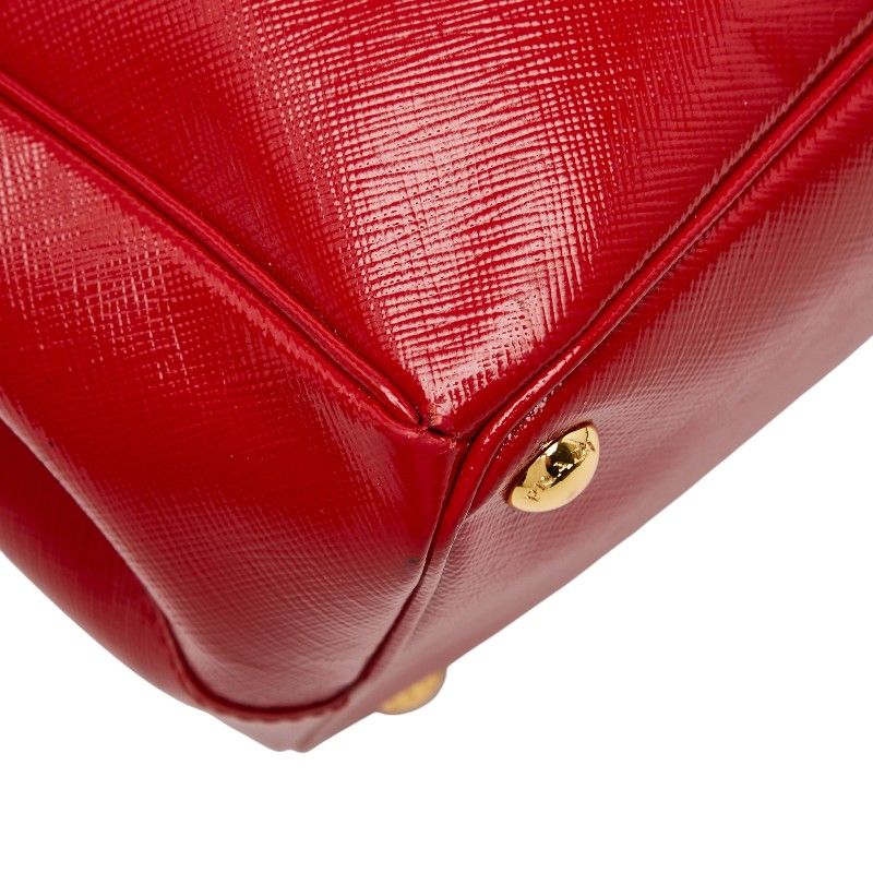 Prada Triangle Logo Plated Galleria Handbag Shoulder Bag 2WAY Bn2274 Red