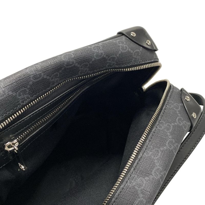 Gucci Shoulder Bag GG Plus GG Supreme 626363 Black And Dark Gray Leather