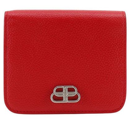 Balenciaga BB Logo 601474 Leather Red Ladies Fold Wallet