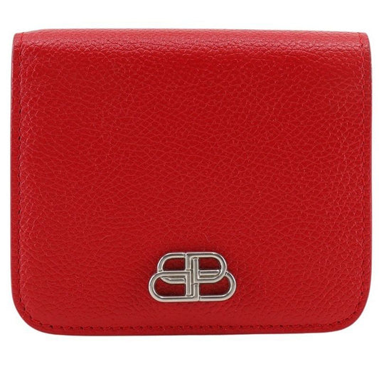 Balenciaga BB Logo 601474 Leather Red Ladies Fold Wallet