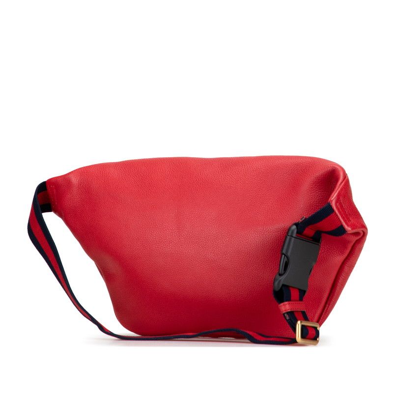 Gucci Logo Print Sherry Line Waist Bag Body Bag 530412 Red Leather Ladies Gucci