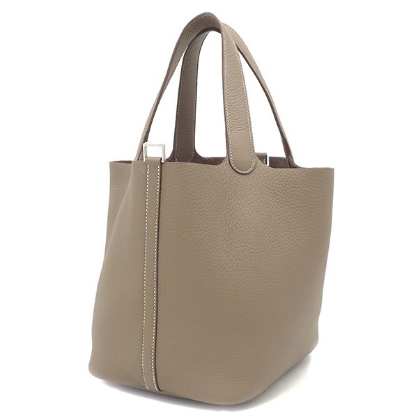 Hermes Handbag Picotin Lock MM Taurillon Clemence Etoupe Silver Hardware Never