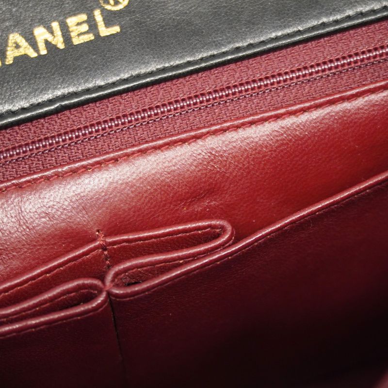 Chanel Shoulder Bag Matelasse Lambskin Black Gold Hardware Women