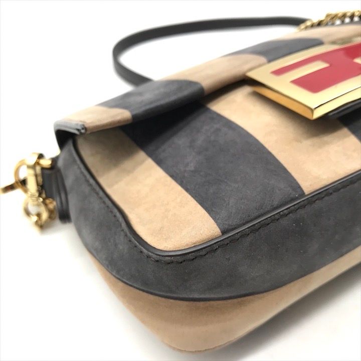 Fendi Mini Bucket Pecan 2-Way Chain Shoulder Bag Hand Leather Brown