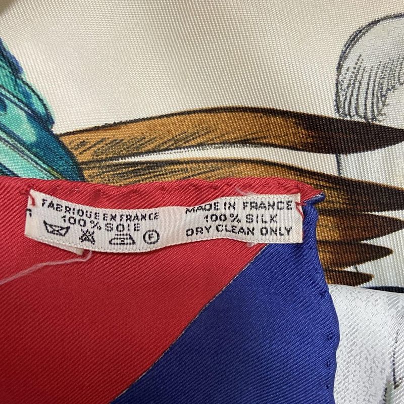 Hermes Scarf Carre 90 Ivory×red×multi Birds