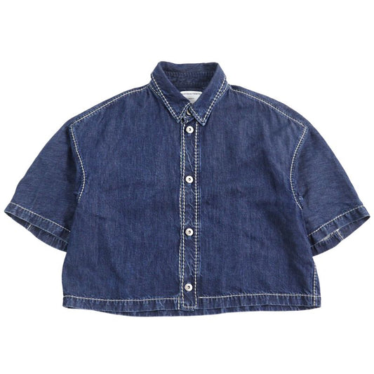 Bottega Veneta 21SS 659272 Lyocell Oversized Cropped Denim Shirt Indigo Blue 46
