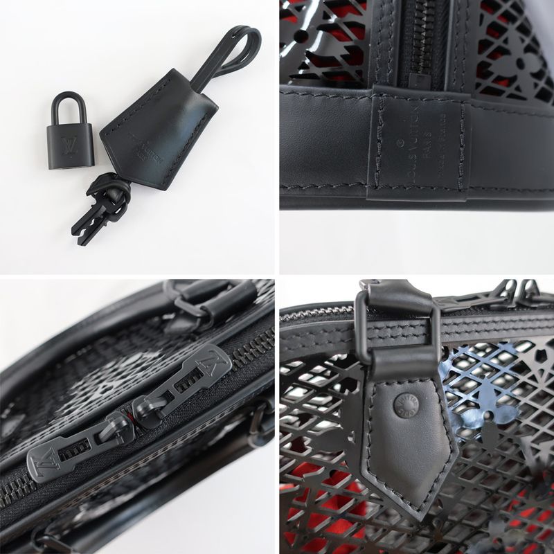 Louis Vuitton Alma PM Monogram Lace Handbag M20355 Black X Red
